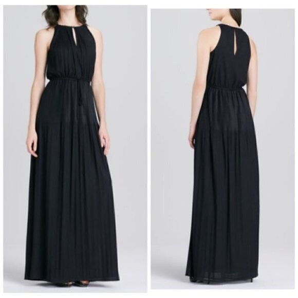 Shoshanna Dresses & Skirts - Shoshanna Black Joyce Jersey Pleated Maxi Dress, size S, Halter Neck.